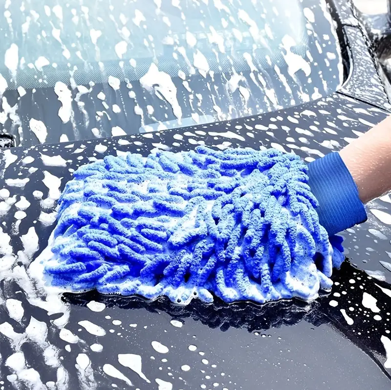 Auto Schoonmaak Spons | Autospons | Washandschoen | Schoonmaakspons Handschoen | 1 zijdig Oranje