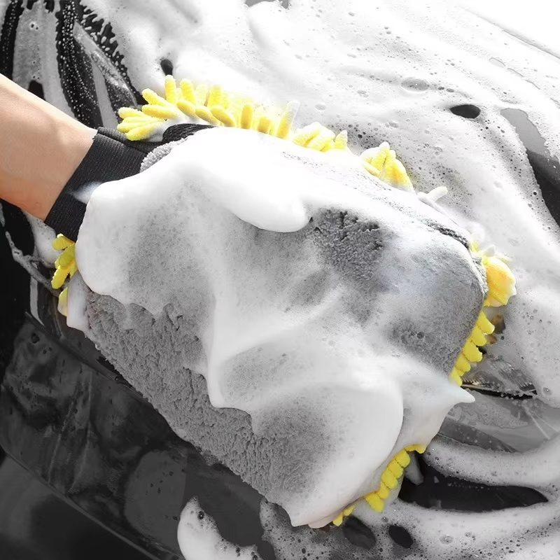 Car Microfiber Cleaning Sponge | Car sponge | Wash glove | Cleaning Sponge Glove | 1 sided | Green