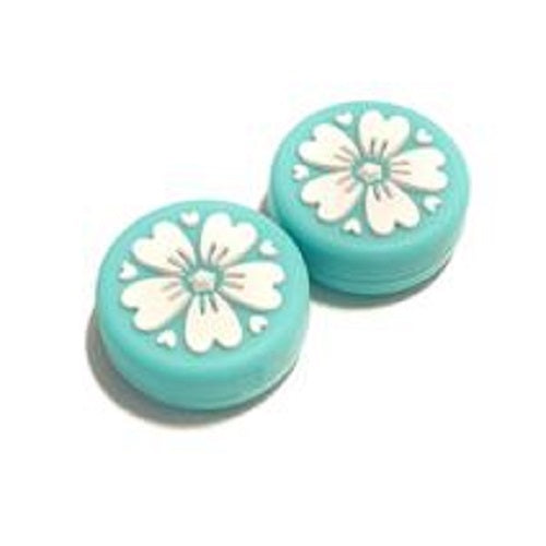 Gaming Thumb Grips | Performance Anti-slip Thumbsticks | Joystick Cap Thumb Grips | Flowers - Blue with White | Accessories suitable for Nintendo Switch Joy-Con Controllers