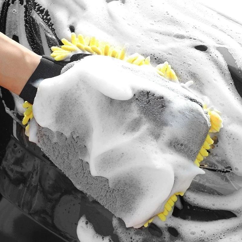 Car Microfiber Cleaning Sponge | Car sponge | Wash glove | Cleaning Sponge Glove | 6 pieces | Random color