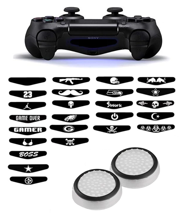 Gaming Thumb Grips | Performance Thumbsticks | Accessoires geschikt voor Playstation (PS3, PS4) | Wit/Zwart + Willekeurige Sticker