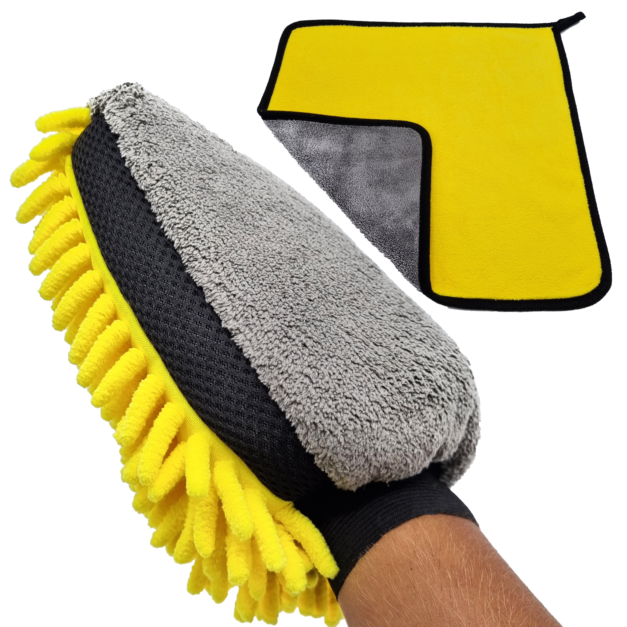 Car Microfiber Cleaning Sponge + Cleaning Cloth | Car sponge | Car cloth | Yellow