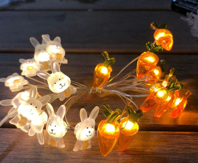 Easter | Easter | Easter Bunny | Lighting | Easter illumination | Light rope with 20 lights | Rabbits &amp; Roots | Rabbits &amp; Carrots