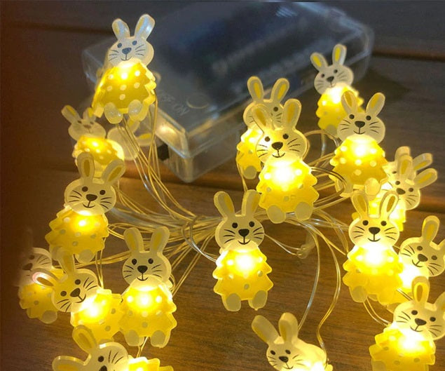 Easter | Easter | Easter Bunny | Lighting | Easter illumination | Light rope with 20 lights | Rabbits | Rabbits | Yellow